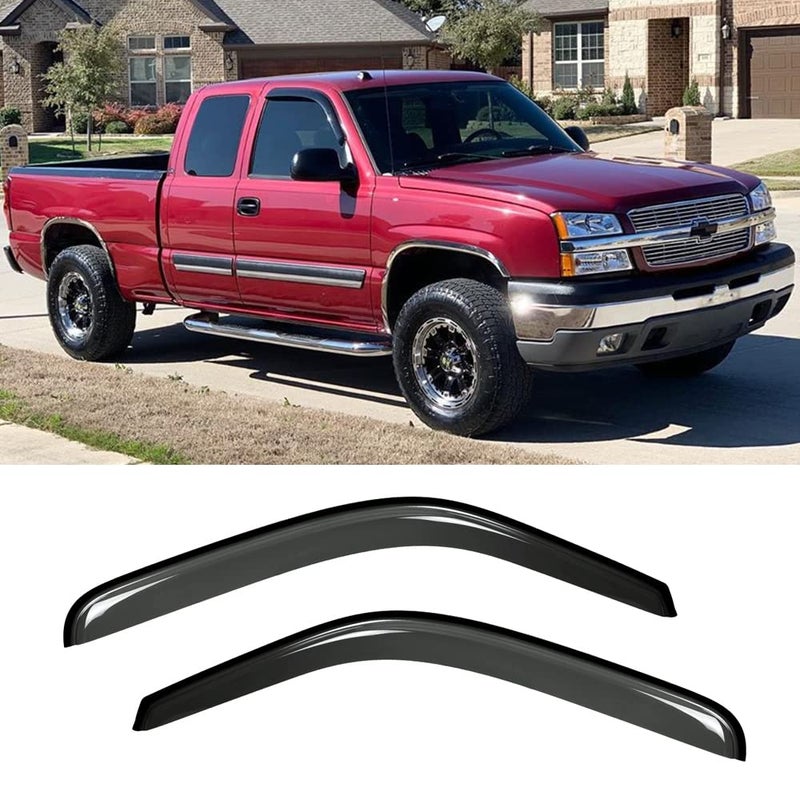 Kucaruce 92956 Side Window Visors Wind Deflector for 9907 Chevry Silverado 1500 9906 SilveradoSierra 25003500 2007 Classic with Standard CabExtended Cab 2pcs Outside Smoke Rain Guards Set